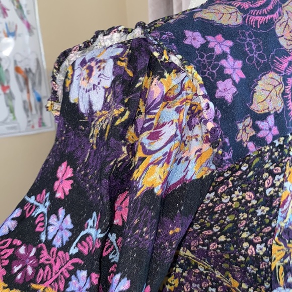 NWT Free People maxi BOHO FLORAL Dress Pink / purple  Size XSMALL - Picture 8 of 8